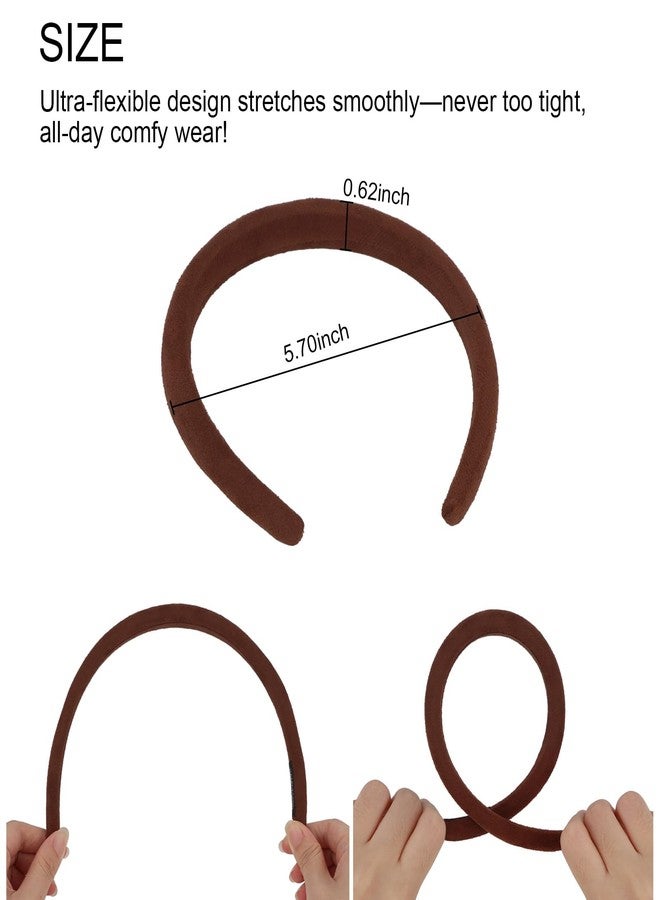 Wecoe Padded Headbands for Women 5pcs Fall & Winter Neutral Plain Sueded-Like Headbands Fashion Non slip Soft Comfortable Head Bands Hair Accessories for Women - Image 4